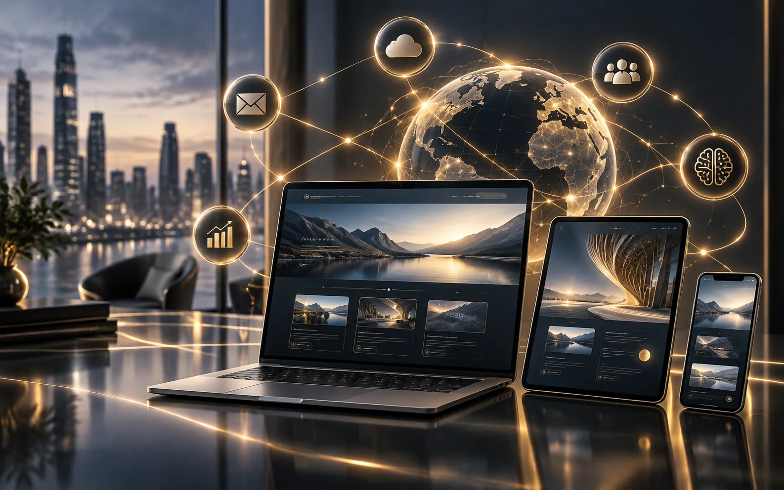Responsive digital platforms connected through a secure global business network