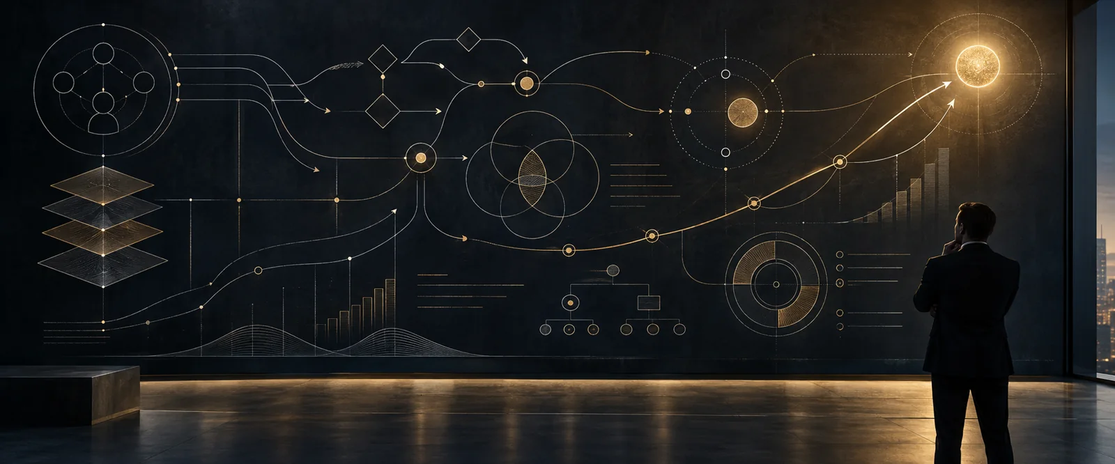 Strategic planning wall illustrating structured execution, performance and measurable growth